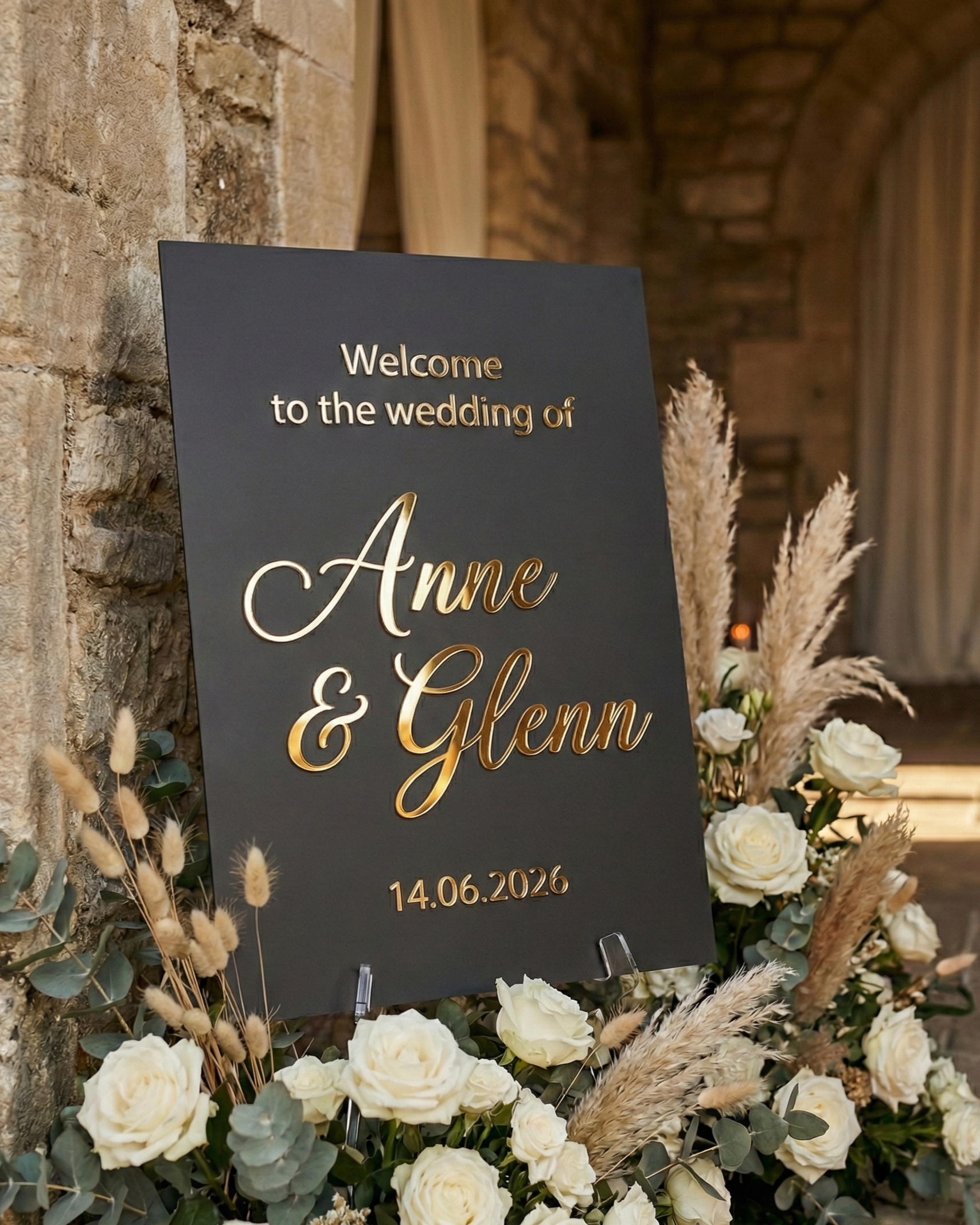 Personalisiertes Acryl-Willkommensschild zur Hochzeit — Modern & Elegant