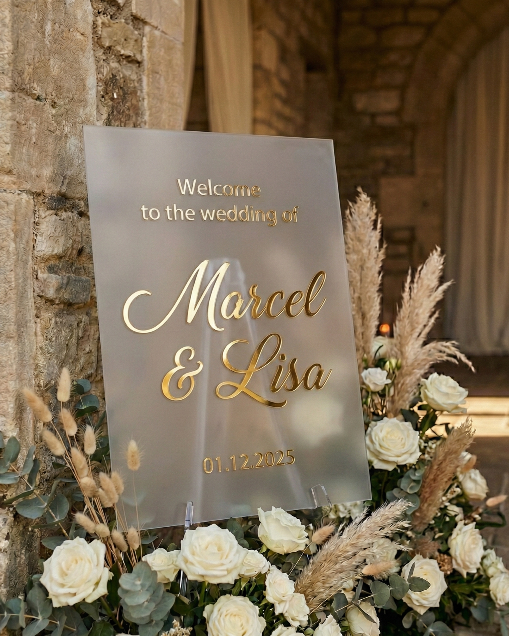 Personalisiertes Acryl-Willkommensschild zur Hochzeit — Modern & Elegant