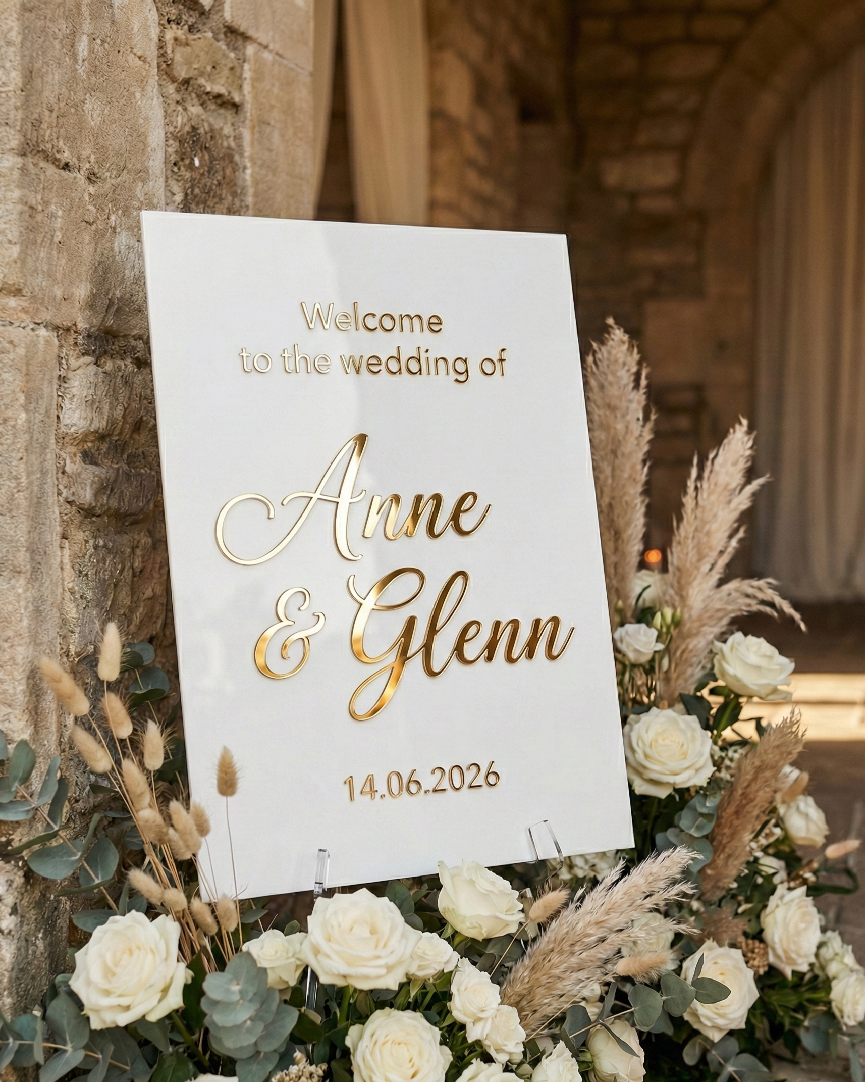 Personalisiertes Acryl-Willkommensschild zur Hochzeit — Modern & Elegant