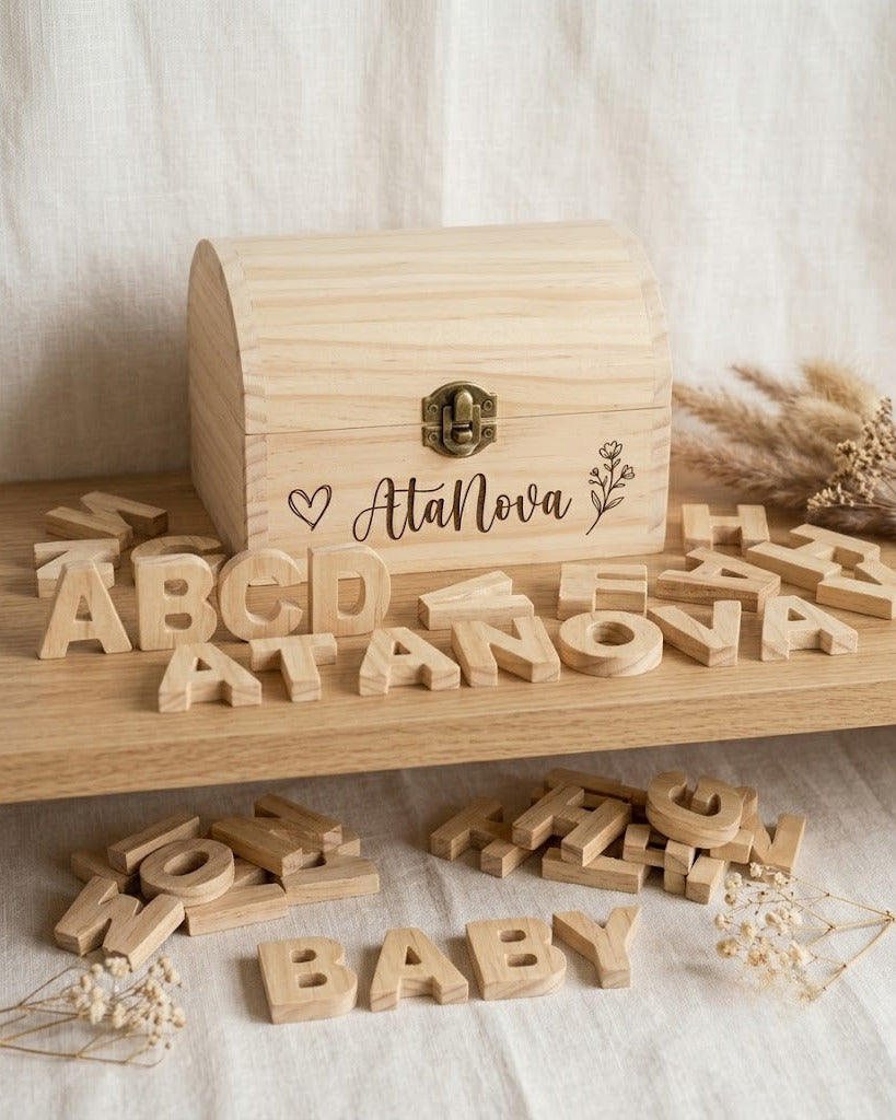 Wooden Alphabet Set — A–Z Letters & Keepsake Box